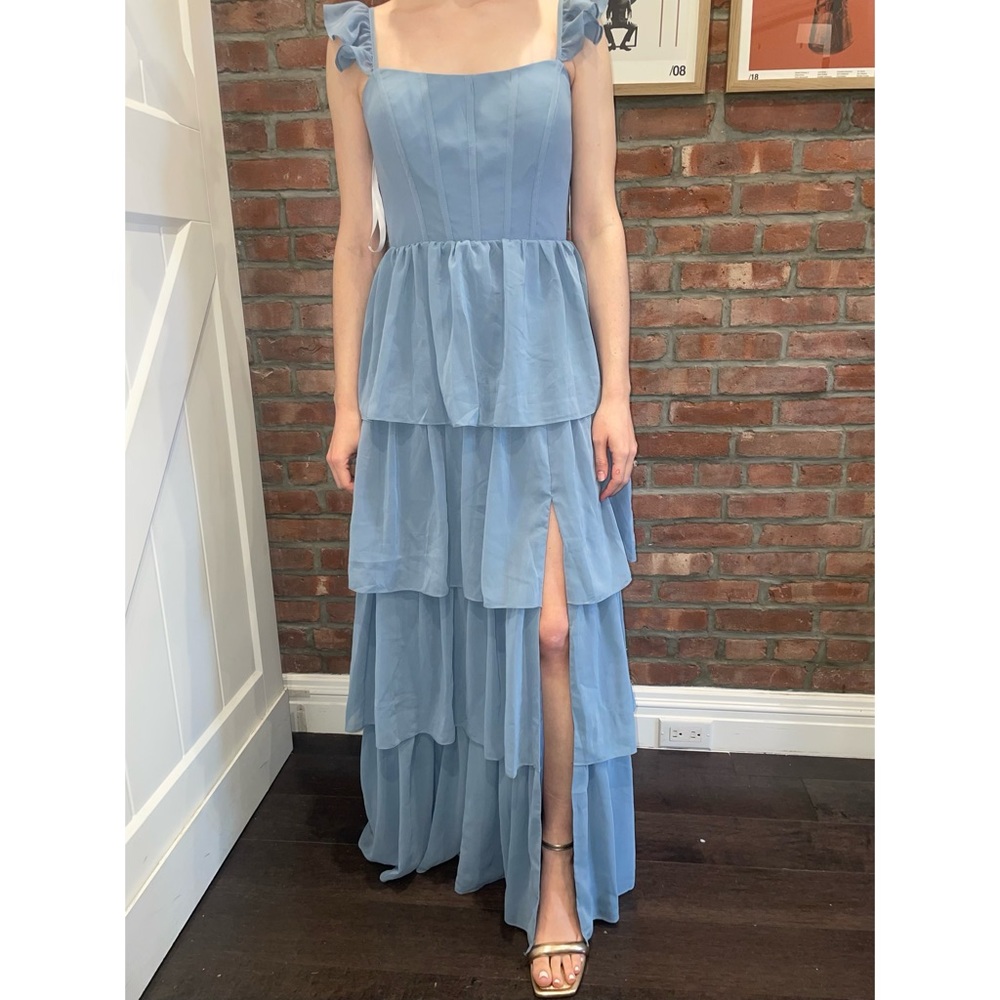Revelry Poppy Chiffon Dress in French Blue Size 6 NWT & Unworn